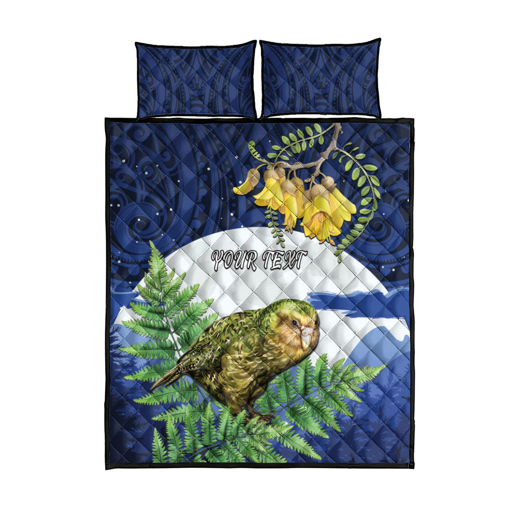 Kakapo New Zealand Personalised Quilt Bed Set Kowhai Flower Silver Fern Maori Pattern LT22 - Polynesian Pride