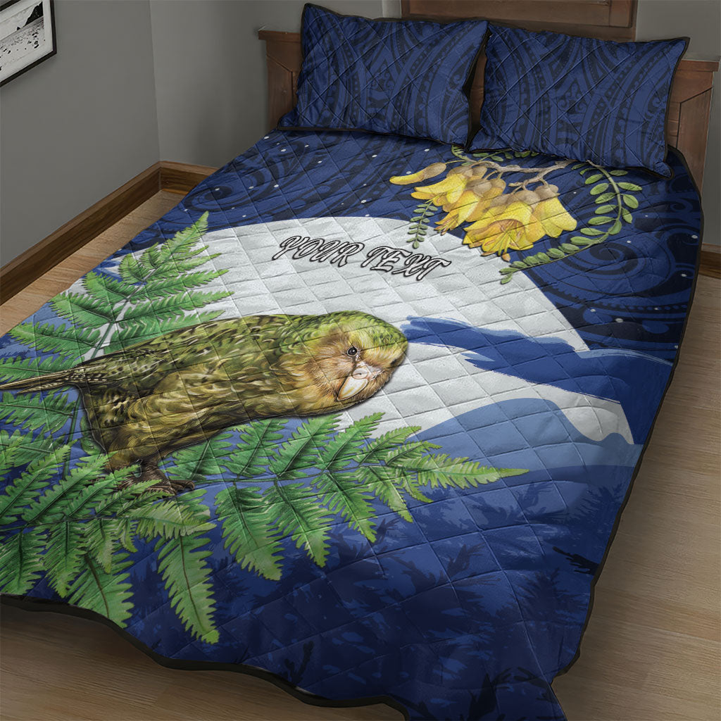 Kakapo New Zealand Personalised Quilt Bed Set Kowhai Flower Silver Fern Maori Pattern LT22 - Polynesian Pride