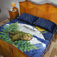 Kakapo New Zealand Personalised Quilt Bed Set Kowhai Flower Silver Fern Maori Pattern LT22 - Polynesian Pride