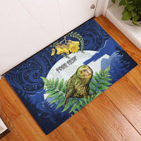 Kakapo New Zealand Personalised Rubber Doormat Kowhai Flower Silver Fern Maori Pattern LT22 - Polynesian Pride