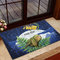 Kakapo New Zealand Personalised Rubber Doormat Kowhai Flower Silver Fern Maori Pattern LT22 - Polynesian Pride