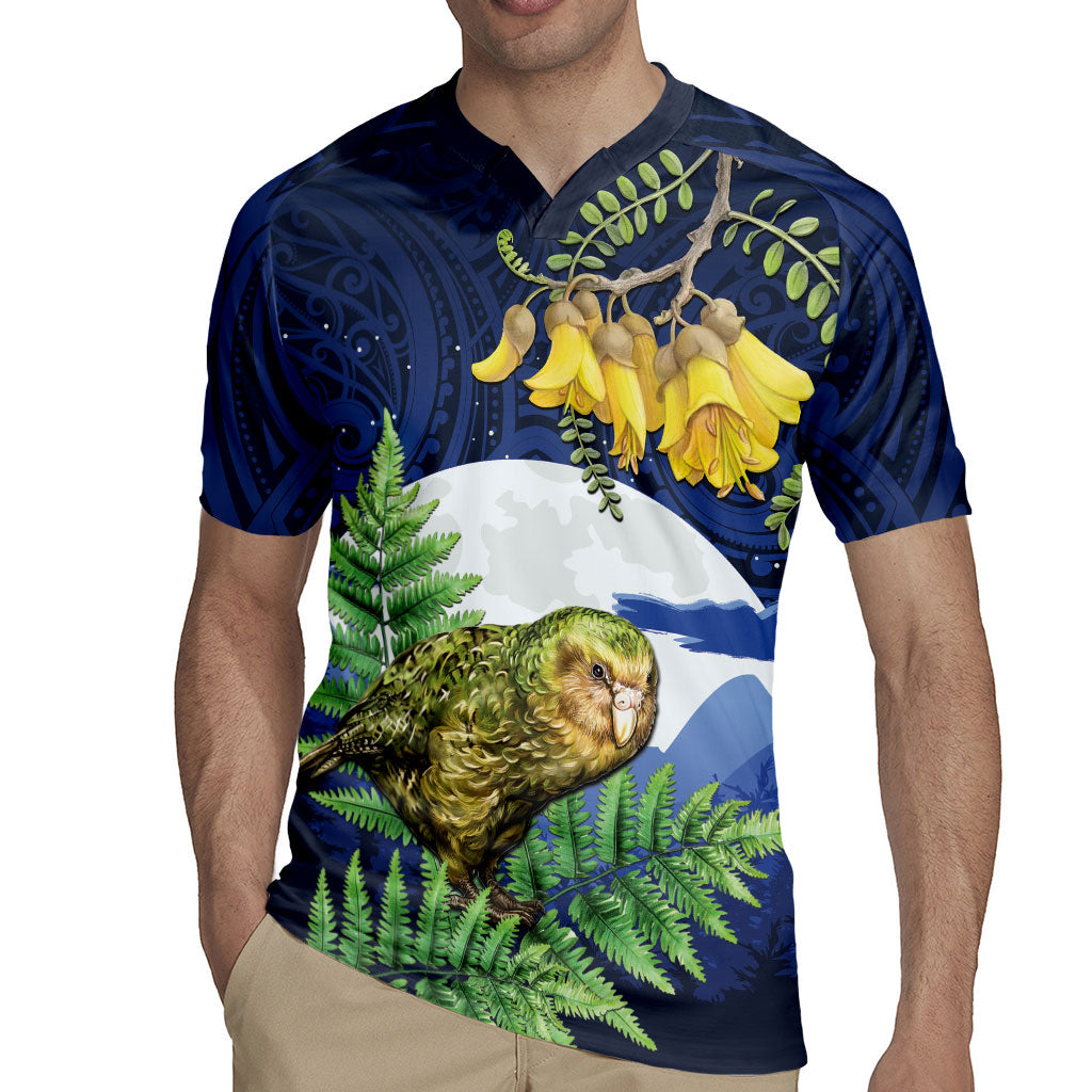 Kakapo New Zealand Personalised Rugby Jersey Kowhai Flower Silver Fern Maori Pattern LT22 - Polynesian Pride