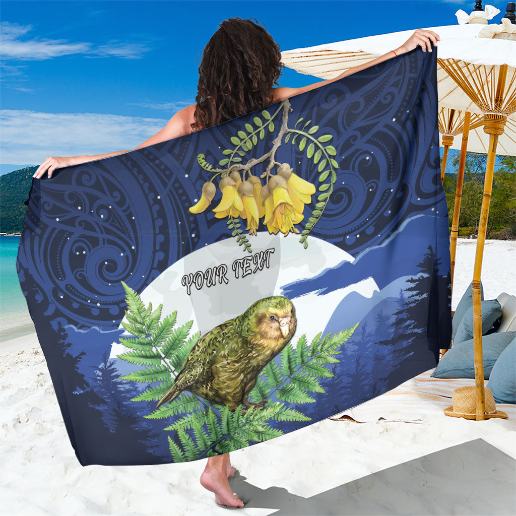 Kakapo New Zealand Personalised Sarong Kowhai Flower Silver Fern Maori Pattern LT22 One Size 44 x 66 inches Blue - Polynesian Pride