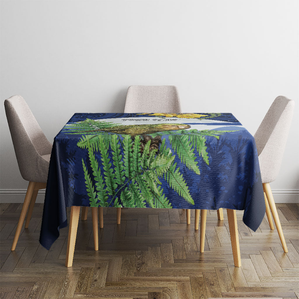 Kakapo New Zealand Personalised Tablecloth Kowhai Flower Silver Fern Maori Pattern LT22 - Polynesian Pride
