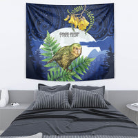 Kakapo New Zealand Personalised Tapestry Kowhai Flower Silver Fern Maori Pattern