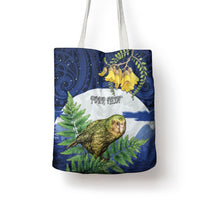 Kakapo New Zealand Personalised Tote Bag Kowhai Flower Silver Fern Maori Pattern