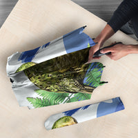 Kakapo New Zealand Personalised Umbrella Kowhai Flower Silver Fern Maori Pattern LT22 - Polynesian Pride