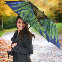 Kakapo New Zealand Personalised Umbrella Kowhai Flower Silver Fern Maori Pattern LT22 - Polynesian Pride