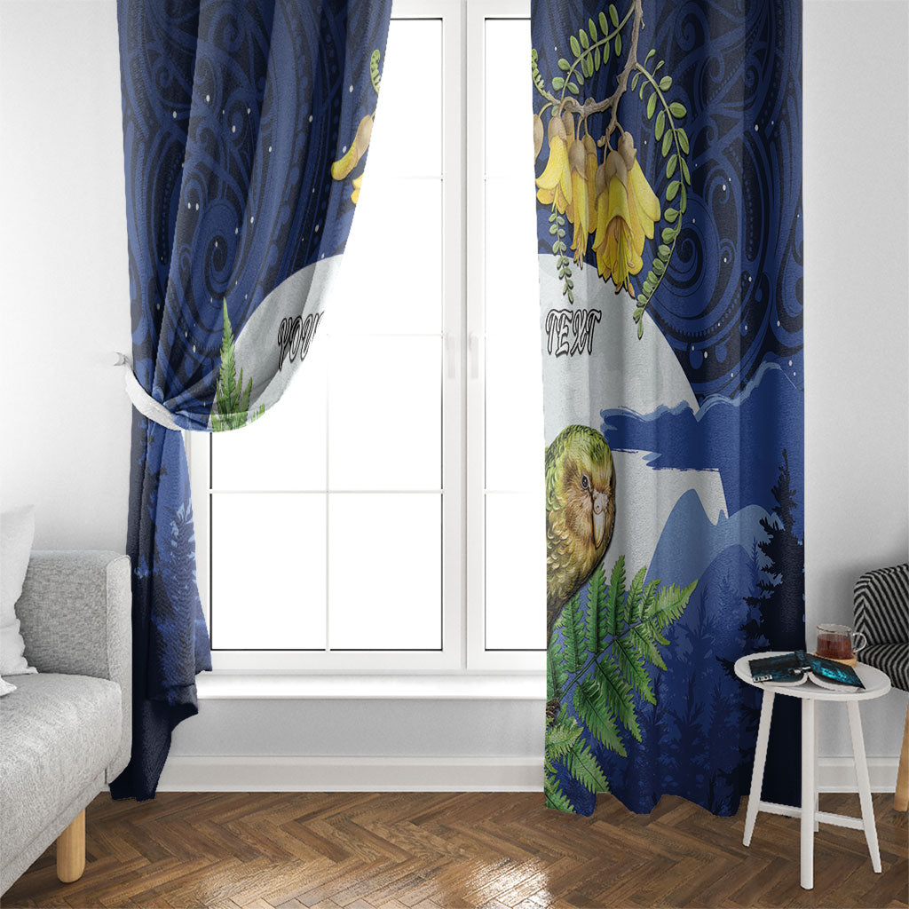 Kakapo New Zealand Personalised Window Curtain Kowhai Flower Silver Fern Maori Pattern LT22 - Polynesian Pride