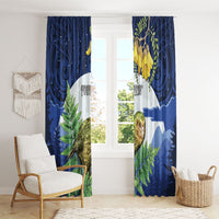 Kakapo New Zealand Personalised Window Curtain Kowhai Flower Silver Fern Maori Pattern LT22 - Polynesian Pride