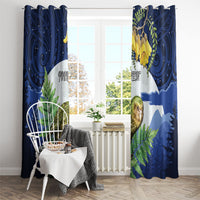 Kakapo New Zealand Personalised Window Curtain Kowhai Flower Silver Fern Maori Pattern LT22 - Polynesian Pride