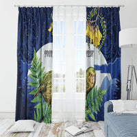 Kakapo New Zealand Personalised Window Curtain Kowhai Flower Silver Fern Maori Pattern LT22 - Polynesian Pride