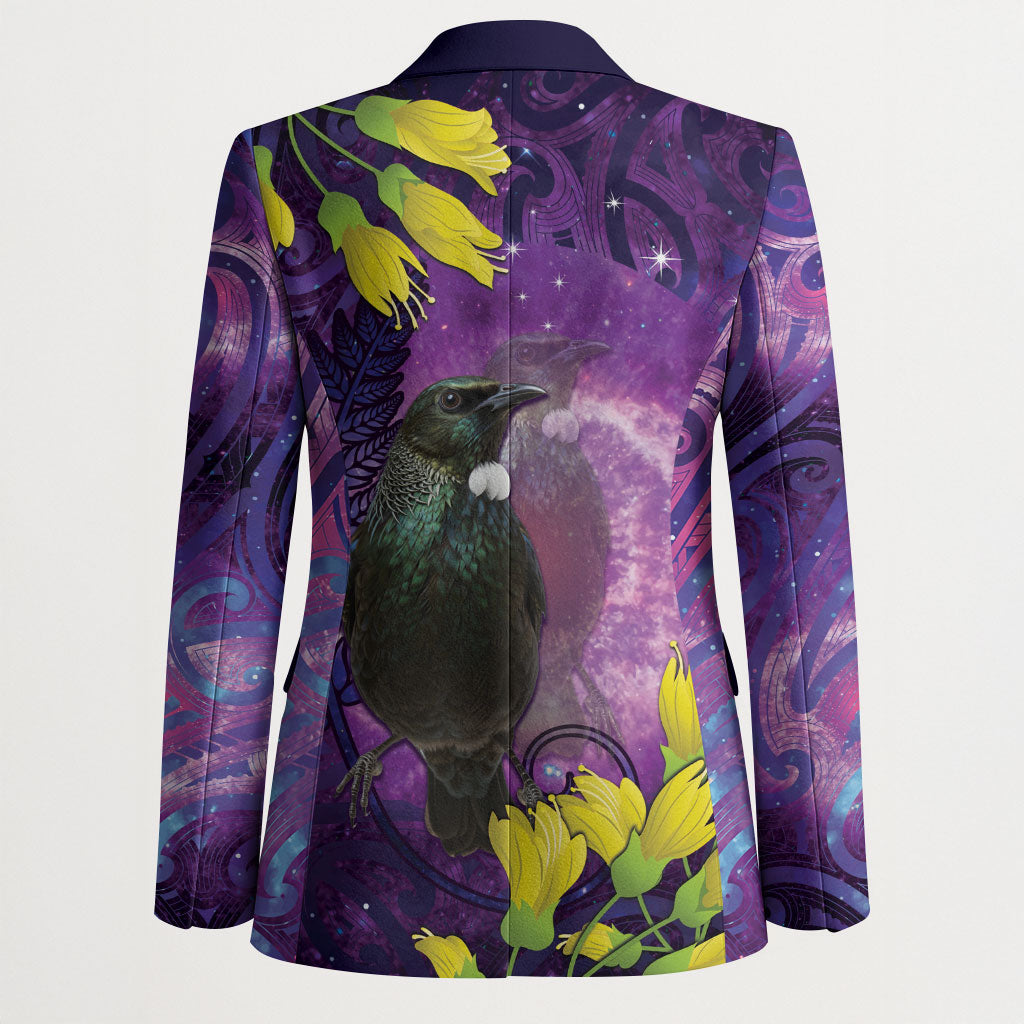 New Zealand Tui Bird Matariki Blazer Kowhai Flower Silver Fern Galaxy Maori Pattern
