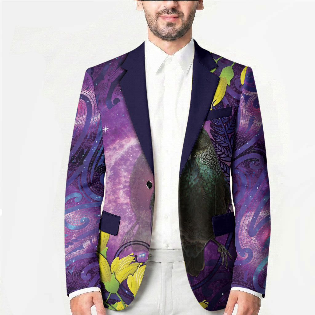 New Zealand Tui Bird Matariki Blazer Kowhai Flower Silver Fern Galaxy Maori Pattern