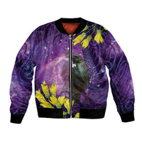 New Zealand Tui Bird Matariki Bomber Jacket Kowhai Flower Silver Fern Galaxy Maori Pattern