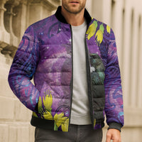 New Zealand Tui Bird Matariki Bomber Puffer Jacket Kowhai Flower Silver Fern Galaxy Maori Pattern