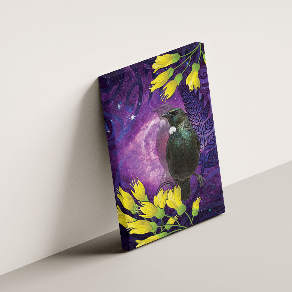 New Zealand Tui Bird Matariki Canvas Wall Art Kowhai Flower Silver Fern Galaxy Maori Pattern LT22 - Polynesian Pride