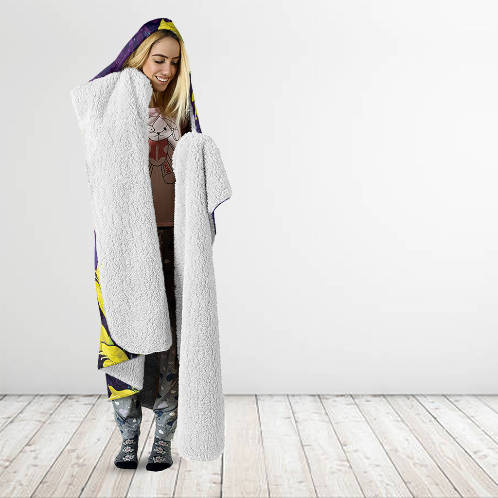 New Zealand Tui Bird Matariki Hooded Blanket Kowhai Flower Silver Fern Galaxy Maori Pattern