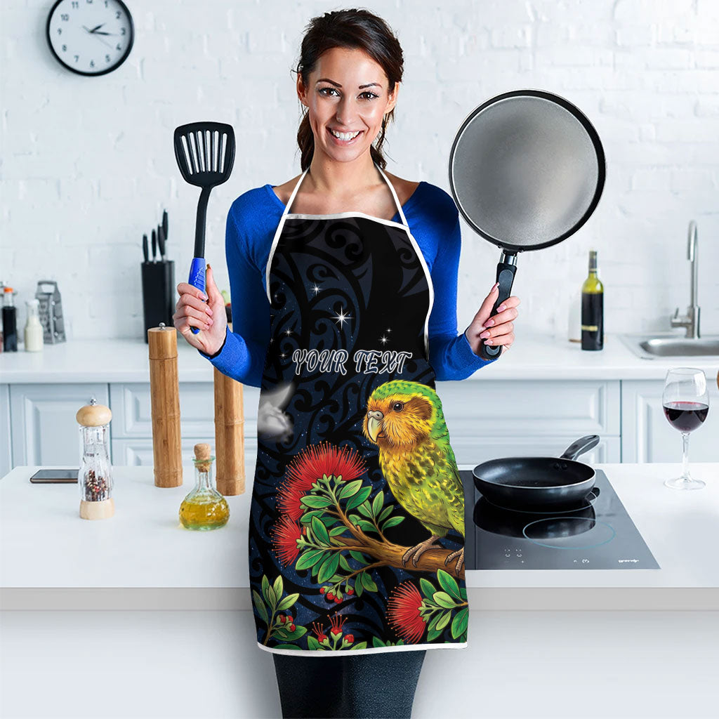 New Zealand Kakapo Matariki Personalised Apron Pohutukawa Flower Galaxy Maori Pattern LT22 - Polynesian Pride