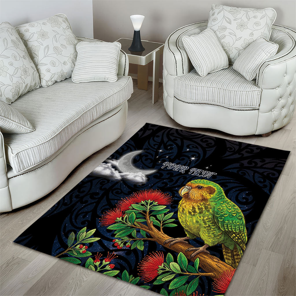 New Zealand Kakapo Matariki Personalised Area Rug Pohutukawa Flower Galaxy Maori Pattern LT22 - Polynesian Pride