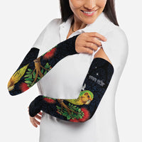 New Zealand Kakapo Matariki Personalised Arm Sleeves Pohutukawa Flower Galaxy Maori Pattern LT22 - Polynesian Pride