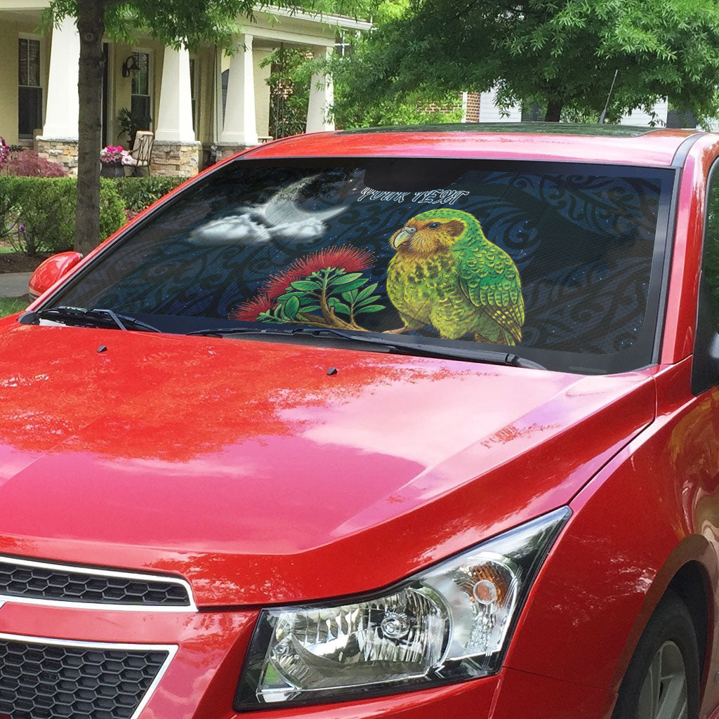 New Zealand Kakapo Matariki Personalised Auto Sun Shade Pohutukawa Flower Galaxy Maori Pattern LT22 - Polynesian Pride