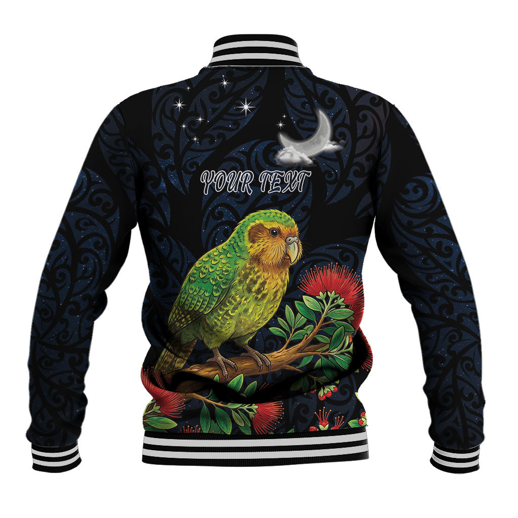 New Zealand Kakapo Matariki Personalised Baseball Jacket Pohutukawa Flower Galaxy Maori Pattern LT22 - Polynesian Pride