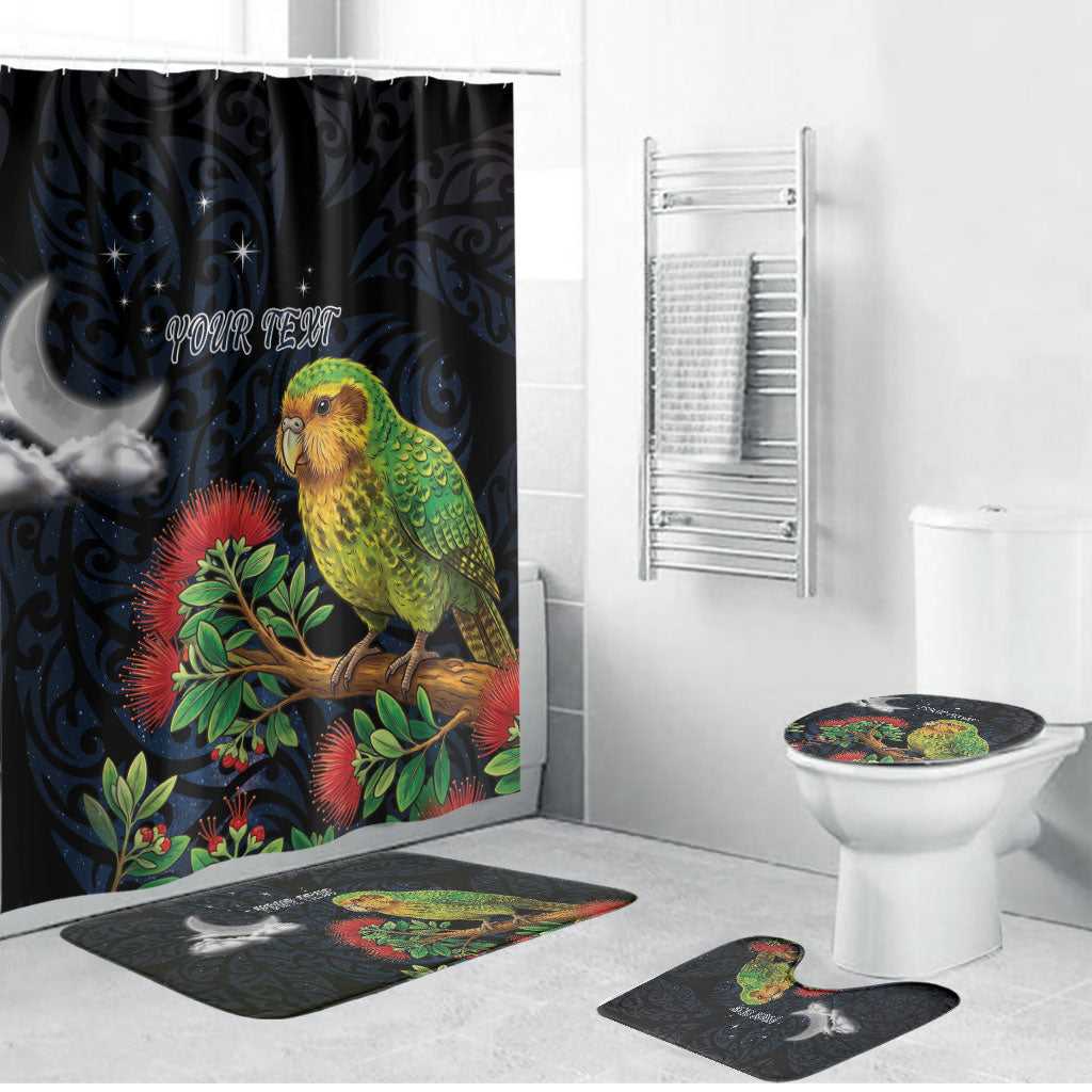 New Zealand Kakapo Matariki Personalised Bathroom Set Pohutukawa Flower Galaxy Maori Pattern