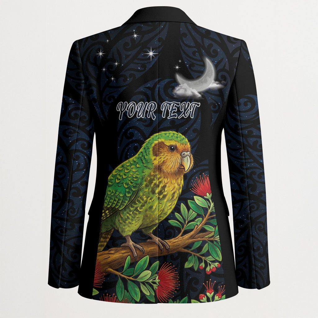 New Zealand Kakapo Matariki Personalised Blazer Pohutukawa Flower Galaxy Maori Pattern LT22 - Polynesian Pride