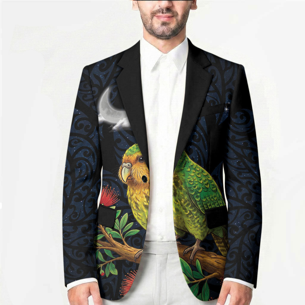 New Zealand Kakapo Matariki Personalised Blazer Pohutukawa Flower Galaxy Maori Pattern LT22 - Polynesian Pride