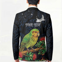 New Zealand Kakapo Matariki Personalised Blazer Pohutukawa Flower Galaxy Maori Pattern LT22 - Polynesian Pride