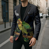 New Zealand Kakapo Matariki Personalised Blazer Pohutukawa Flower Galaxy Maori Pattern LT22 - Polynesian Pride