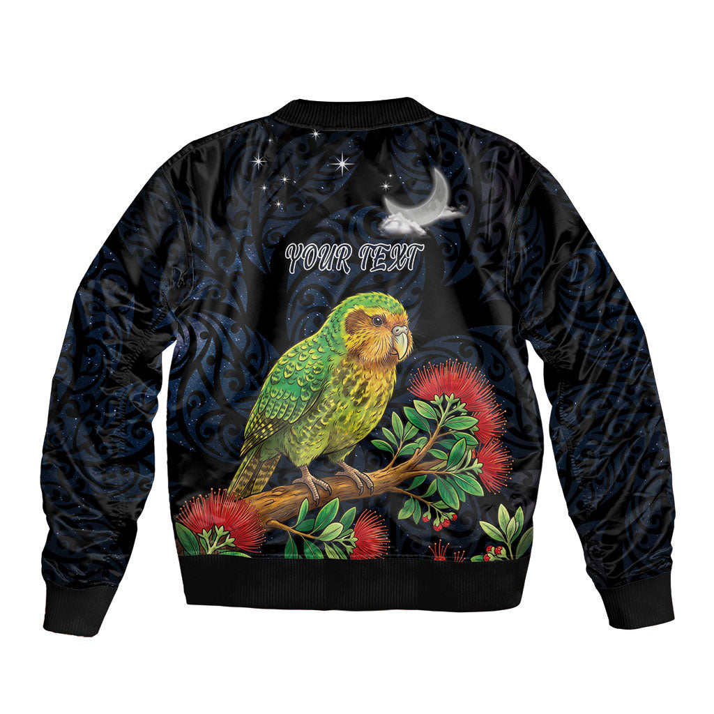 New Zealand Kakapo Matariki Personalised Bomber Jacket Pohutukawa Flower Galaxy Maori Pattern LT22 - Polynesian Pride
