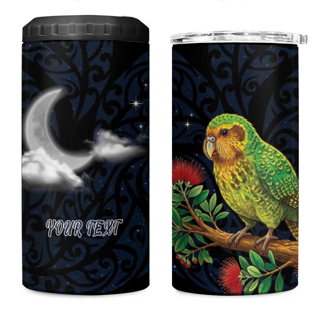 New Zealand Kakapo Matariki Personalised 4 in 1 Can Cooler Tumbler Pohutukawa Flower Galaxy Maori Pattern LT22 One Size: 16 oz Black - Polynesian Pride