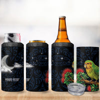 New Zealand Kakapo Matariki Personalised 4 in 1 Can Cooler Tumbler Pohutukawa Flower Galaxy Maori Pattern