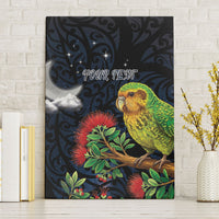 New Zealand Kakapo Matariki Personalised Canvas Wall Art Pohutukawa Flower Galaxy Maori Pattern LT22 Without Frame Black - Polynesian Pride