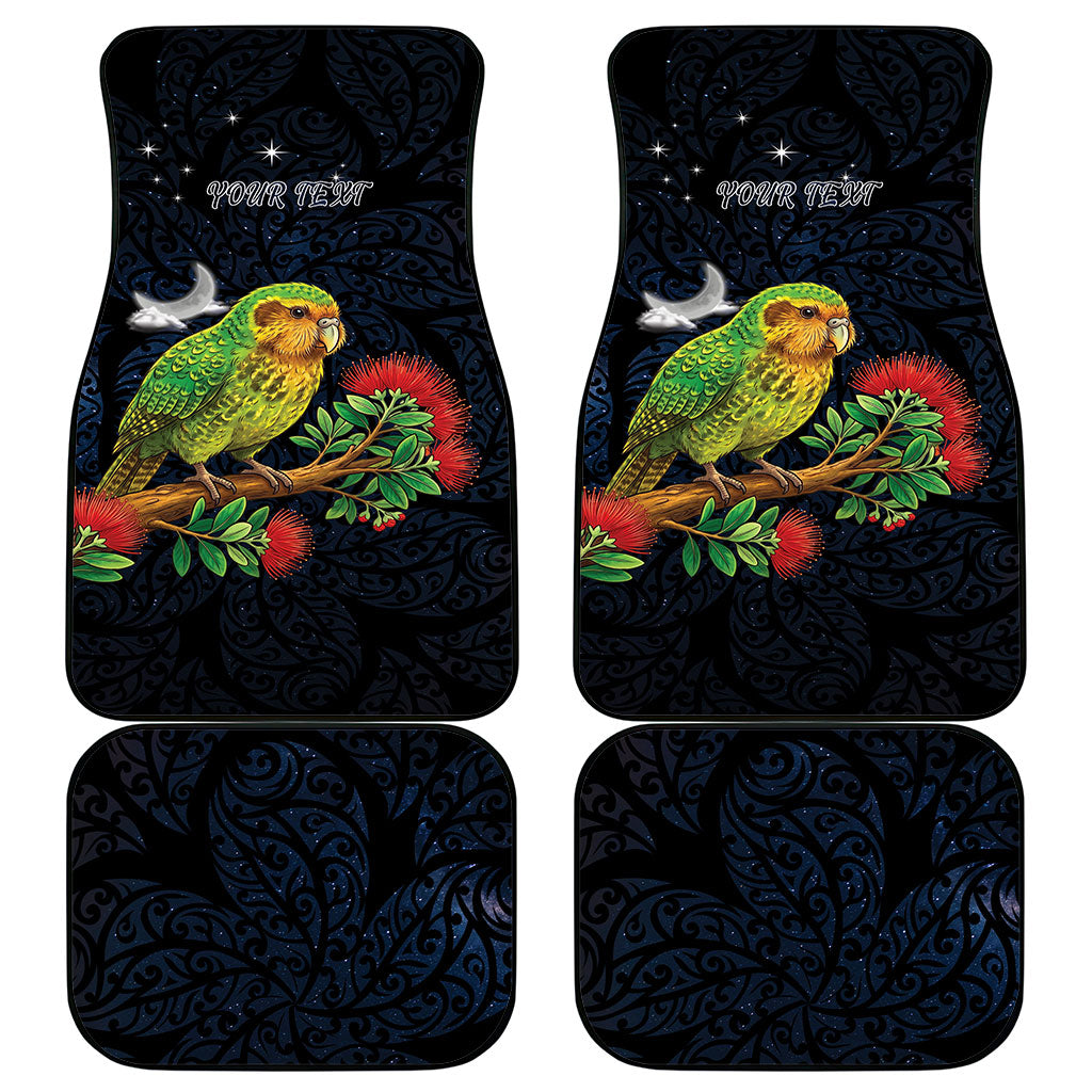 New Zealand Kakapo Matariki Personalised Car Mats Pohutukawa Flower Galaxy Maori Pattern LT22 - Polynesian Pride