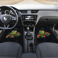 New Zealand Kakapo Matariki Personalised Car Mats Pohutukawa Flower Galaxy Maori Pattern LT22 Set 2pcs - Front Black - Polynesian Pride