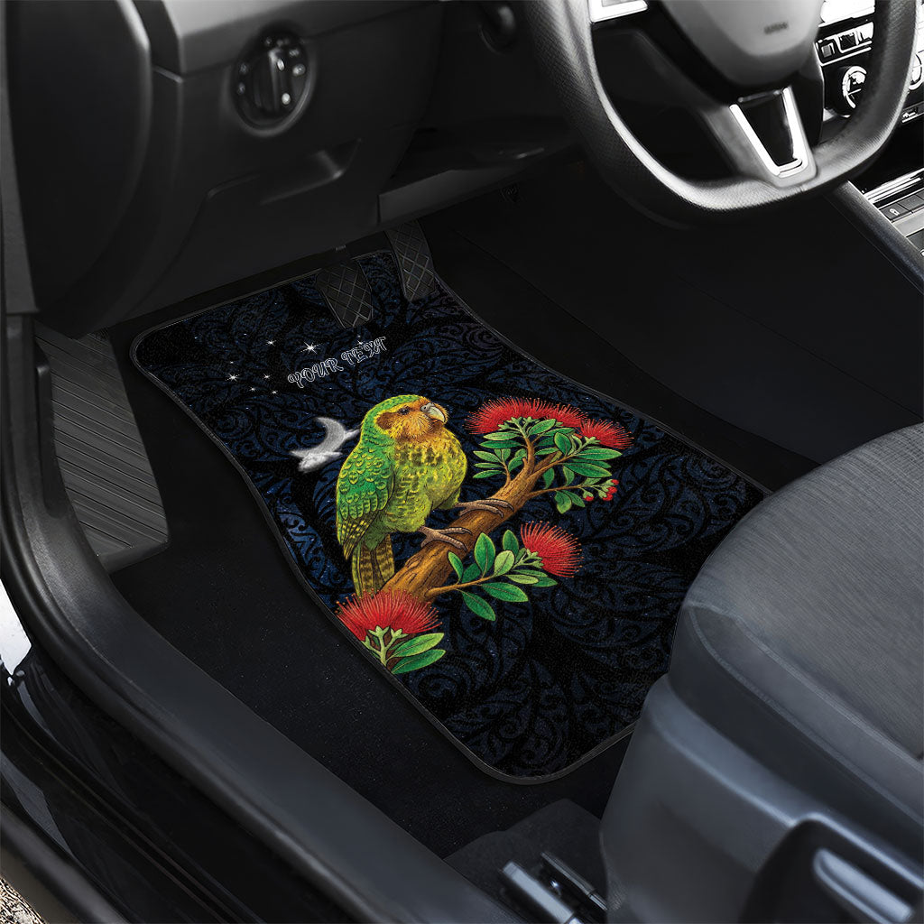 New Zealand Kakapo Matariki Personalised Car Mats Pohutukawa Flower Galaxy Maori Pattern LT22 - Polynesian Pride