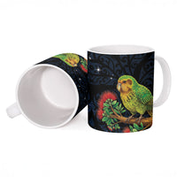 New Zealand Kakapo Matariki Personalised Ceramic Mug Pohutukawa Flower Galaxy Maori Pattern LT22 - Polynesian Pride