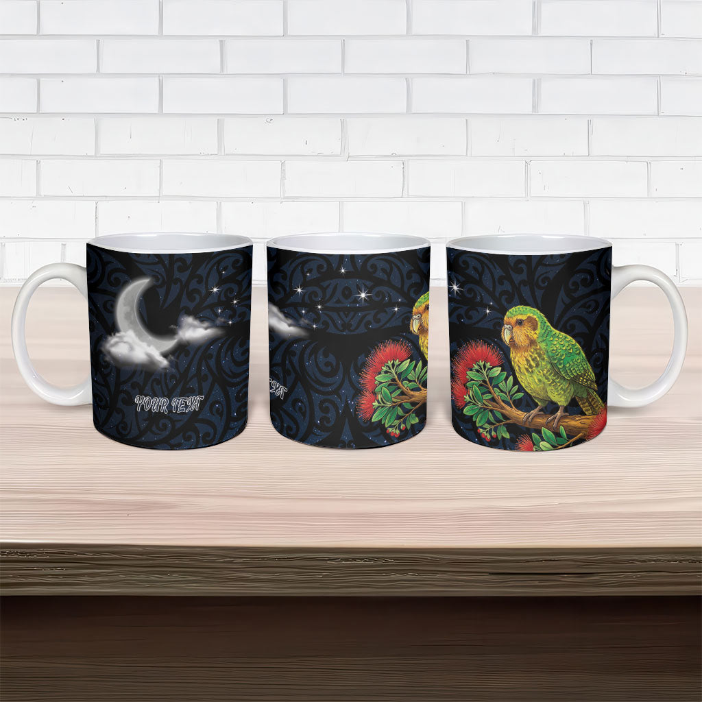 New Zealand Kakapo Matariki Personalised Ceramic Mug Pohutukawa Flower Galaxy Maori Pattern LT22 - Polynesian Pride