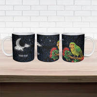 New Zealand Kakapo Matariki Personalised Ceramic Mug Pohutukawa Flower Galaxy Maori Pattern LT22 - Polynesian Pride