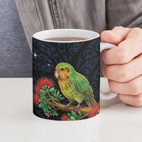 New Zealand Kakapo Matariki Personalised Ceramic Mug Pohutukawa Flower Galaxy Maori Pattern LT22 - Polynesian Pride