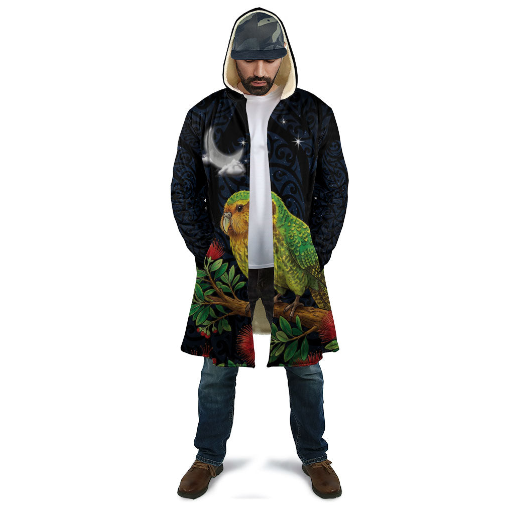 New Zealand Kakapo Matariki Personalised Cloak Pohutukawa Flower Galaxy Maori Pattern LT22 - Polynesian Pride