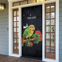 New Zealand Kakapo Matariki Personalised Door Cover Pohutukawa Flower Galaxy Maori Pattern LT22 - Polynesian Pride