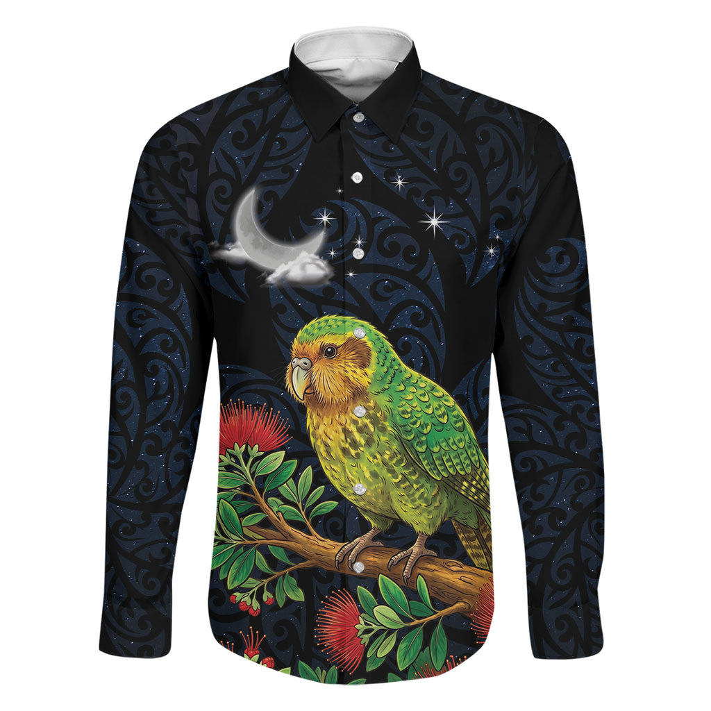 New Zealand Kakapo Matariki Personalised Family Matching Long Sleeve Bodycon Dress and Hawaiian Shirt Pohutukawa Flower Galaxy Maori Pattern