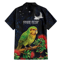 New Zealand Kakapo Matariki Personalised Family Matching Tank Maxi Dress and Hawaiian Shirt Pohutukawa Flower Galaxy Maori Pattern