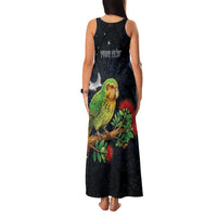 New Zealand Kakapo Matariki Personalised Family Matching Tank Maxi Dress and Hawaiian Shirt Pohutukawa Flower Galaxy Maori Pattern