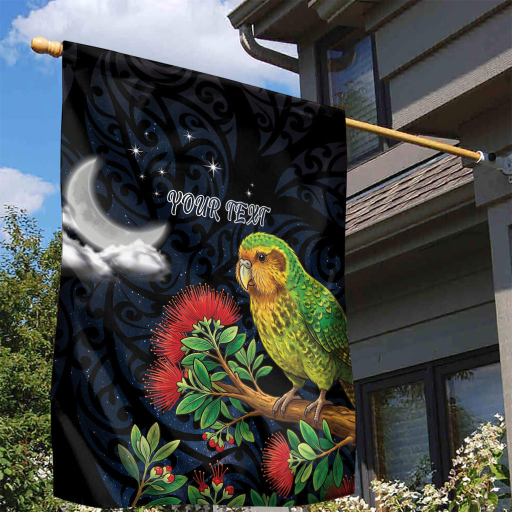 New Zealand Kakapo Matariki Personalised Garden Flag Pohutukawa Flower Galaxy Maori Pattern