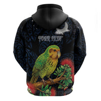 New Zealand Kakapo Matariki Personalised Hoodie Pohutukawa Flower Galaxy Maori Pattern LT22 - Polynesian Pride